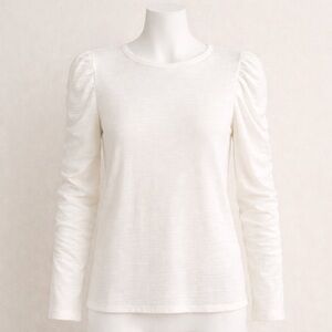 House of Harlow 1960 Ivory Ruched Sleeve Long Sleeve Top Size L